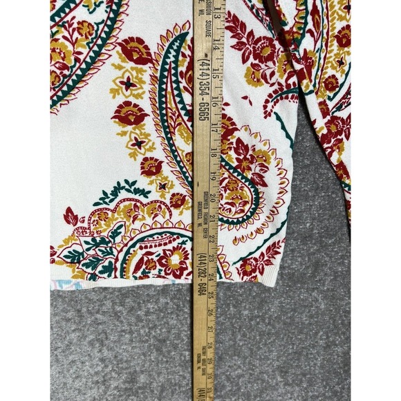 JM Collection Floral‎ Paisley Knit Ribbed Sweater Womens Medium Rayon Nylon - Picture 16 of 16